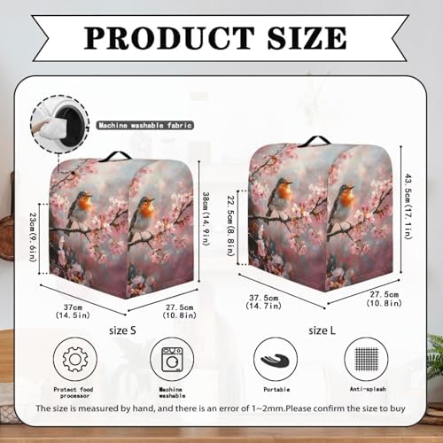 Robin Bird Mixer Covers Kitchen Decor FLower Kitchen Aid Mixer Cover Kitchen Appliance Dust Cover Protection Washable Dustproof Cover for 4.5-5 Quart Mixer Cover