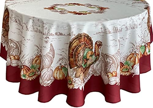 Newbridge Thanksgiving Country Turkey Tablecloth 70 Inch Round