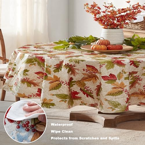 Newbridge Thanksgiving Rustic Acorn & Leaf 60x84 Inch Oval Vinyl Tablecloth