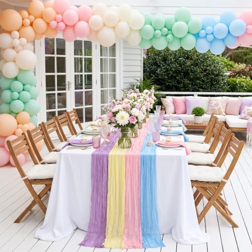 8 Pcs Pastel Cheesecloth Table Runner 118" Cloth Runner