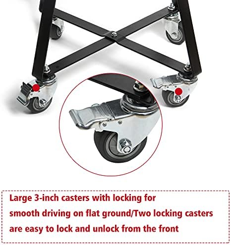 Rolling Cart for Kamado Joe Junior Accessories,Kamado Joe Rolling Nest with Heavy Duty Locking Caster Wheels Powder Coated Steel Rolling Outdoor Cart for Kamado Joe Junior Grill Stand