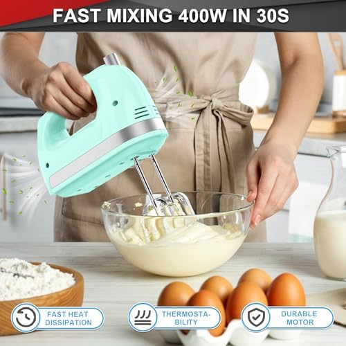 Lord Eagle Hand Mixer Electric Handheld 400W 5-Speed Lightweight, Green