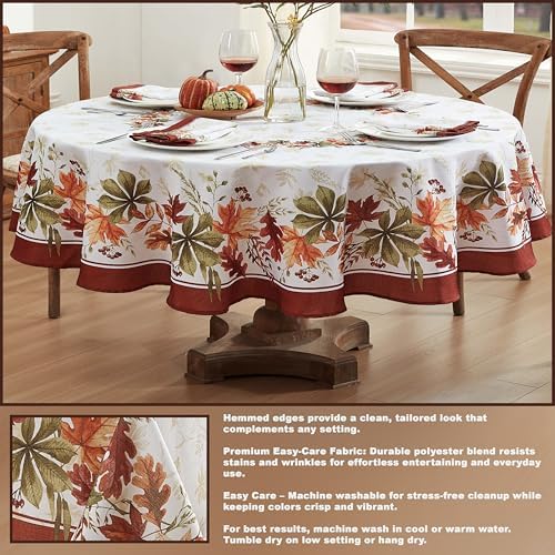 Newbridge Thanksgiving Elements of Nature Fabric Tablecloth, 60 x 84 Oval