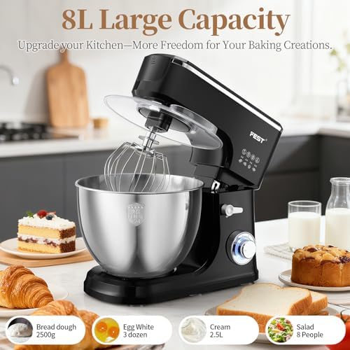 FEST 8.45QT Electric Kitchen Stand Mixer with 6 Speeds and 1500W Motor