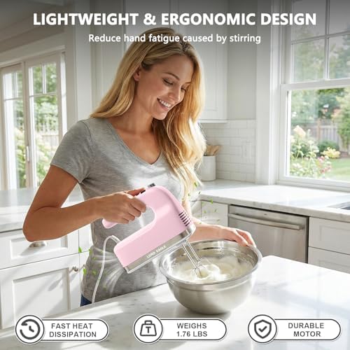 Lord Eagle 9-Speed Digital Hand Mixer Electric Handheld, 500W DC Motor
