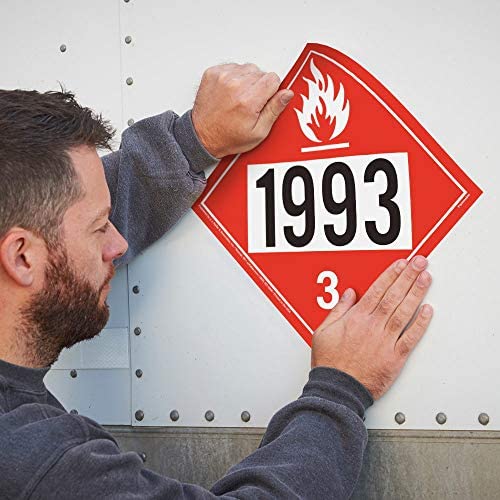 1993 Placard, Class 3 Flammable Liquid 25-pk. - 10.75" x 10.75" Removable Self Adhesive Economy Vinyl for Short-Term Applications, DOT Hazmat Compliant, J. J. Keller & Associates, Inc.