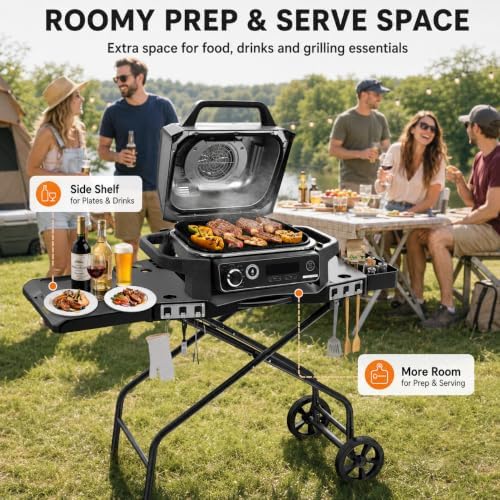 Hisencn 42.5" x 13.3" Outdoor Foldable Grill Stand for Ninja Woodfire Grill