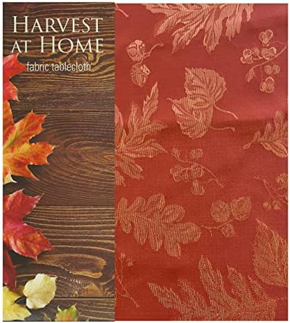 Newbridge Thanksgiving Damask Tablecloth Rust Gold 60 x 84 Inch Rectangle