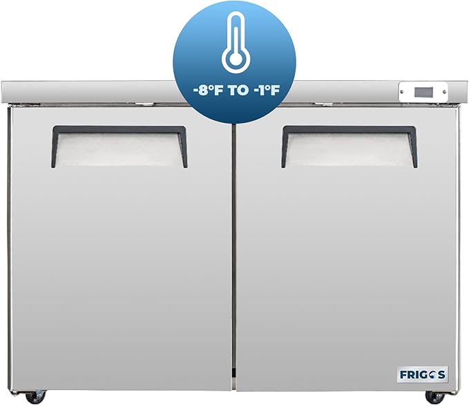 Frigos FG-UCFZ-48 48" 11.1 Cu Ft Commercial Undercounter Freezer - ETL Certified Stainless Steel Exterior, LED Lighting - Standing Freezer Included Liftgate