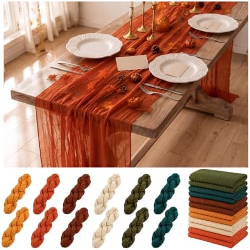12 Pack Fall Thanksgiving Cheesecloth Table Runner 35" x 72"
