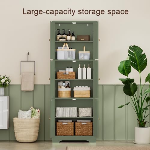ChooChoo 63.2" Tall Bathroom Storage Cabinet with 6 Doors, Pantry Cabinet