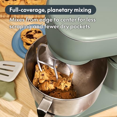 bella STIR 5.3Qt Tilt-Head Stand Mixer, 12-Speed Countertop Mixer, Aloe