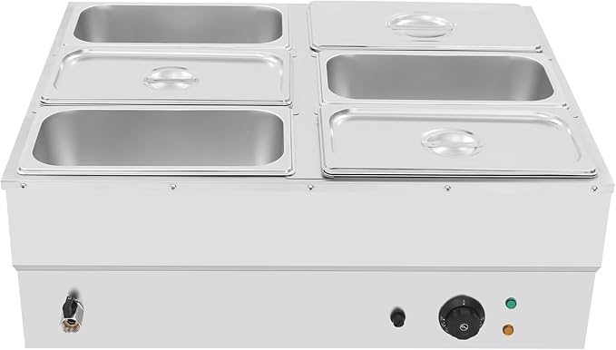 DYNAMI 110V 1500W Commercial Buffet Food Warmer,Large Capacity 6 Pan(1.8Gal*6) Stainless Steel Soup Warmer Electric Countertop Steam Table w/Intelligent Thermostat Design,for Parties Buffet Catering