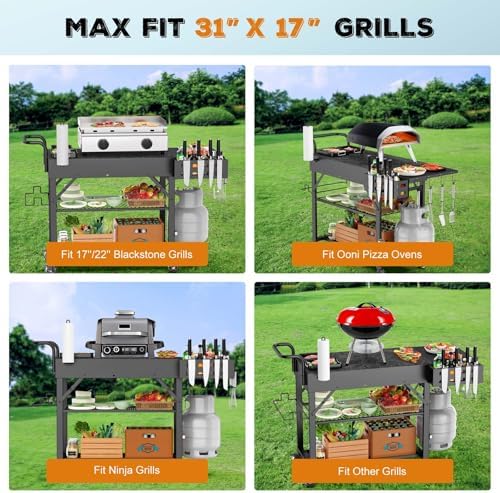 Raynesys 440lbs Outdoor Folding Grill Cart, Blackstone Griddle Stand