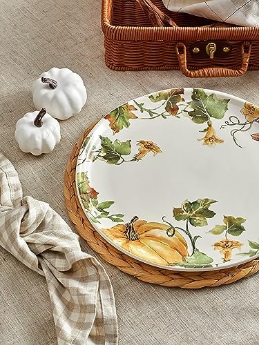 Bico Woodland Critters Dinner Plates Set of 4, 11 Inch Large Ceramic Plates for Pasta, Steak, Stylish Serving Dishes, Microwave and Dishwasher Safe, Gift for Housewarming and Thanksgiving