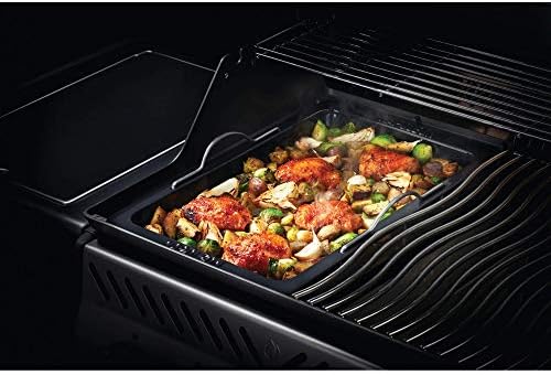 Napoleon Grill Roasting Pan - Porcelain Enameled, Drop-in Roasting Pan, 17.75 in x 28.6 in, Fits Prestige/Prestige PRO/Rogue Grills, Retractable Handles