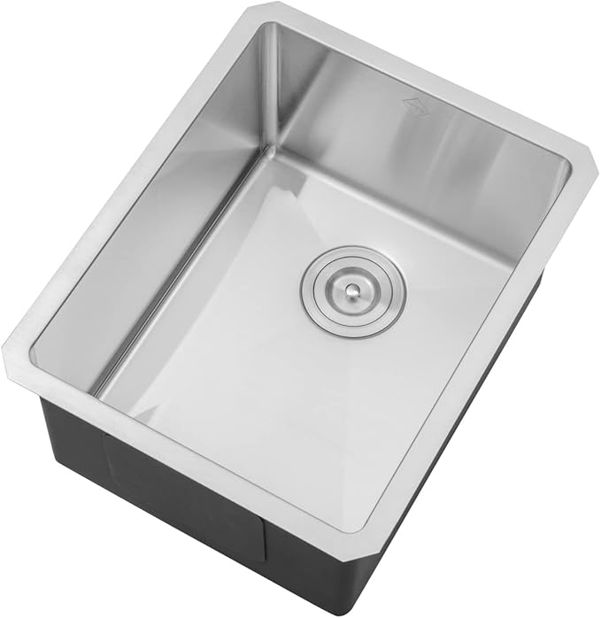 16 in. x 20 in. x 10 in. 16-Gauge Stainless Steel Undermount Single Bowl Bar Prep Kitchen Sink with Strainer