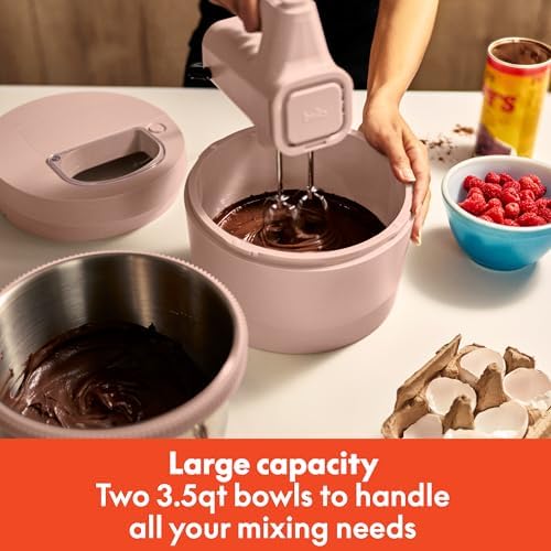 bella 3.5 Qt Hand & Stand Mixer, 2 in 1 Electric Mixer with Bowl, Blossom