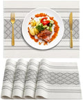 ADRIMER Placemats Set of 4, Boho Table Mats Cotton Blend, Durable Cloth Table Placemats Machine Washable, Rustic Place Mats for Dining Kitchen Table, 14 x 18 Inch, Grey