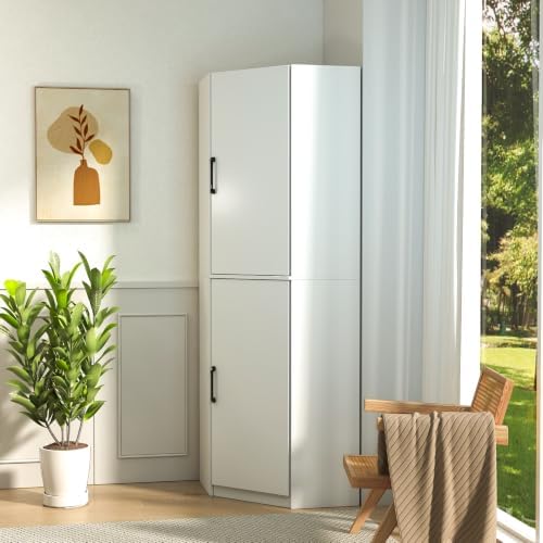 KEIKI Kitchen Pantry Cabinet, 70.87" Freestanding L-Shaped Storage Cabinet