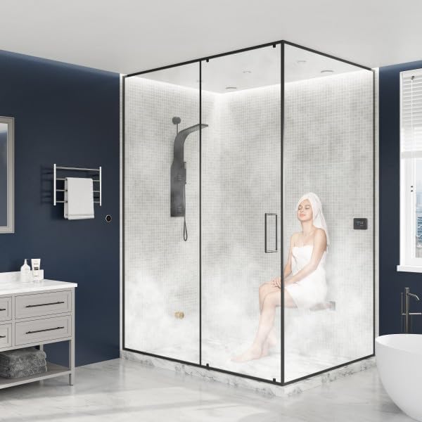 Builders Series 4.5kW Steam Bath Generator with Quickstart Continuous Steam, Black Digital Touch Pad, Built-in Auto-Drain, and Aroma Steamhead in Polished Chrome