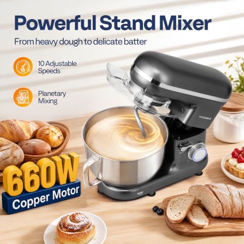 VIVOHOME Stand Mixer, 6-Quart Tilt-Head Kitchen Mixer with Bowl, Gray