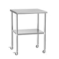 Stainless Steel Table with Wheels 30" x 30" Utility Worktable with Adjustable Undershelf for Commercial Kitchen, Garage, Restaurant