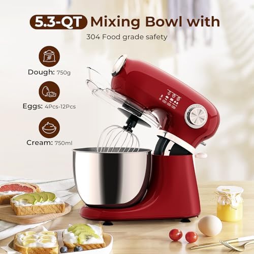 Electactic 5.3 Quart Electric Stand Mixer With 12 Speed, Low Noise