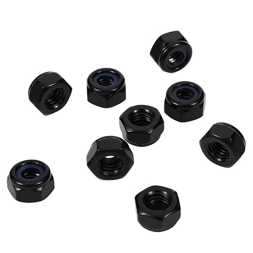 MewuDecor 1/4-20 Nylon Insert Hex Lock Nuts Locknuts, 304 Stainless Steel 18-8, Black Oxide, 25 PCS