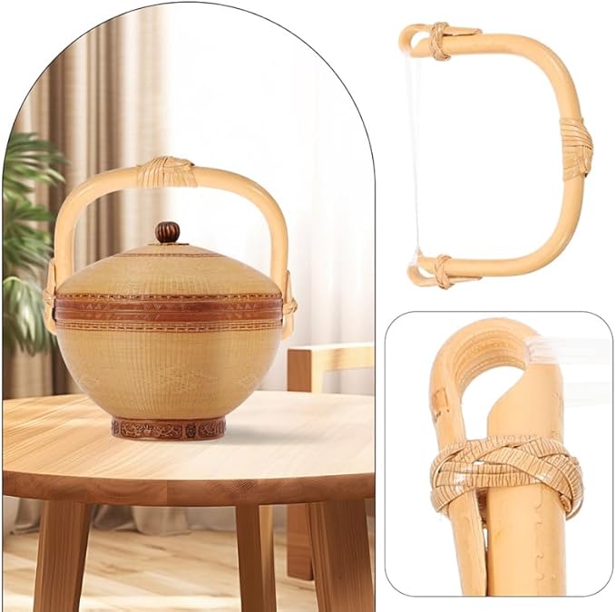 Replacement Teapot Handle for Ceramic Tea Pots U-Shape Rattan Grip Bamboo Cane Handle Accessory Heat Resistant Tea Kettle