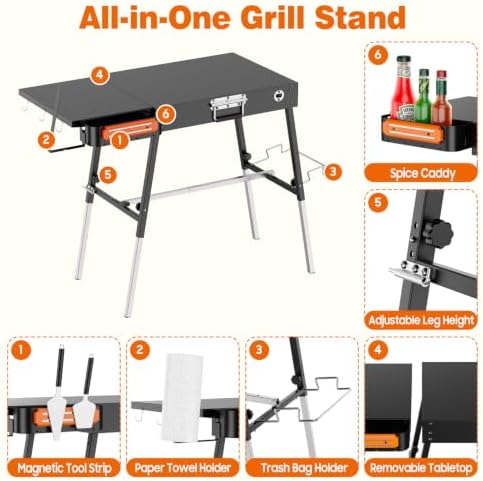 Folding Outdoor Grill Table Blackstone Griddle Stand 17" & 22"