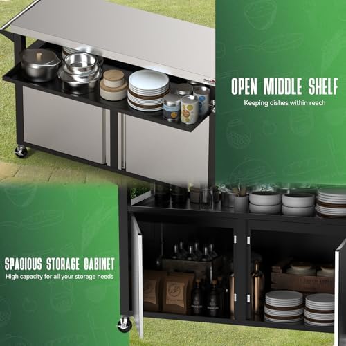Stanbroil BBQ Grill Cart with Stainless Steel Table Top for Outdoor Indoor