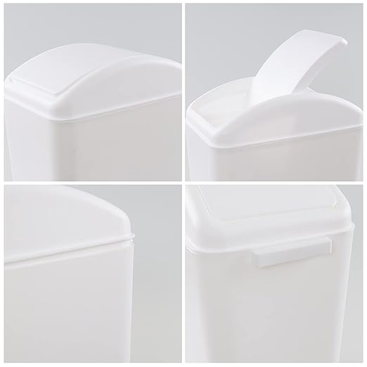 Vababa 3-Pack 4.5 Gallon Plastic Trash Can with Swing Lid, Swing-Top Waste Can, White