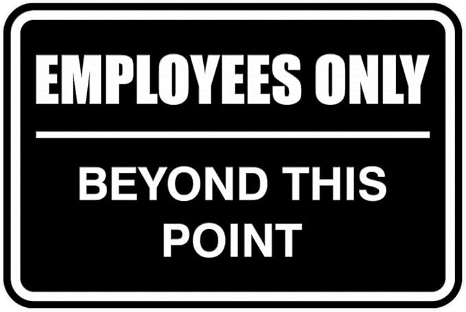 All Quality Classic Framed Employees Only Beyond This Point Wall or Door Sign | Easy to Install Business Signage - Medium (Black-White) 1 Pack