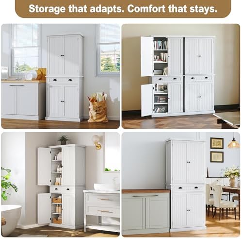 ARTPOWER 72" Tall Freestanding Pantry & Kitchen Storage Cabinet, White