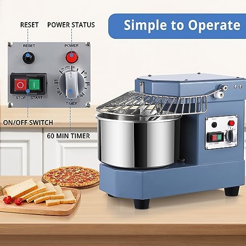 Commercial Dough Mixer, Garvee 8 QT Food Mixer 450W Dual Rotating Dough Kneading Machine with Stainless Steel Bowl, Stand Mixer with Safety Shield, 110V for Restaurant, Bakeries, Pizzeria