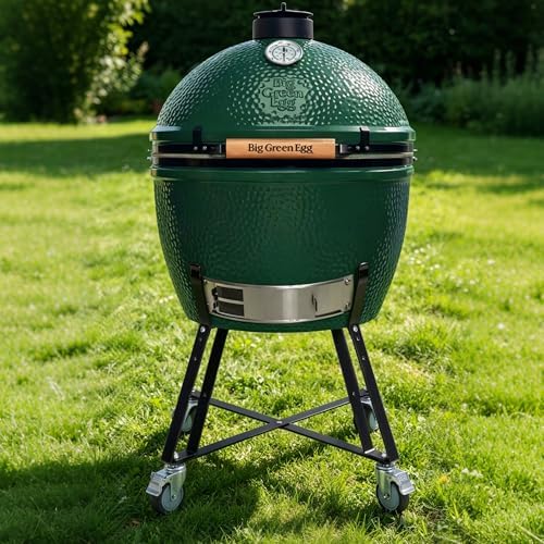 XLarge Big Green Egg Nest,Grill Stand for Big Green Egg Accessories,Rolling Nest with Heavy Duty Locking Caster Wheels Powder Coated Steel for BGE Smoker Kamado Joe Grill Stand Accessories