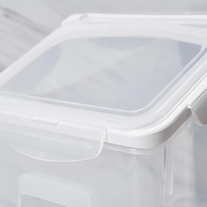 HANAMYA 10 Liter / 20 lbs Rice Storage Container with Measuring Cup, BPA free, For Rice | Grain | Pet Food | Flour, 1 count, Clear