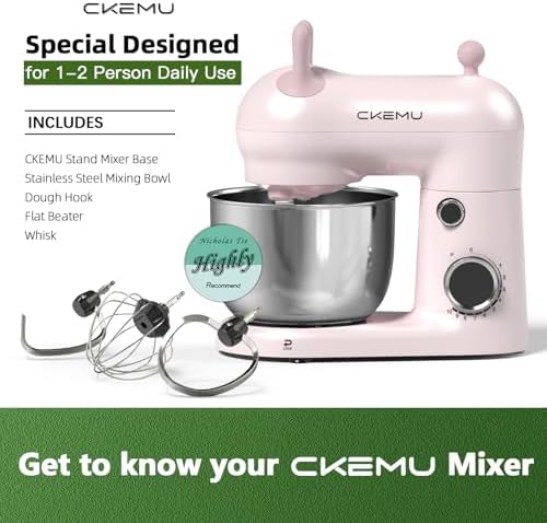 Stand Mixer, Compact & Space-Saving, Stainless Steel Bowl, Unique & Playful Design, Effcient 300W Motor, Dishwasher-Safe Attachments, SM-2549A (Pink)