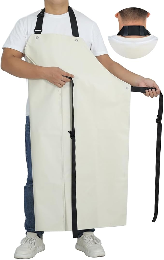 Thick Rubber Apron, Waterproof Apron Butcher Heavy Duty Chemical Resistant Adjustable Work Apron