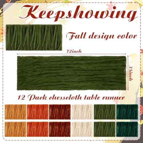 12 Pack Fall Thanksgiving Cheesecloth Table Runner 35" x 72"