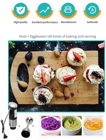 Hand Blender, Immersion Blender with Adjustable Speed, Electric Handheld Portable Stick Mixer, for Effortless Blending Smoothies Shakes Puree Round, 400W