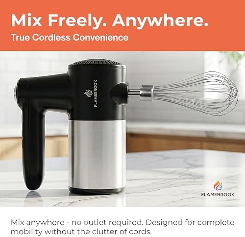 Cordless Hand Mixer | Rechargeable 7-Speed Electric, Black