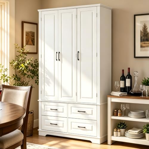 Merax 72" Kitchen Pantry Cabinet with 3 Pull-Out Trays & 5 Door Racks