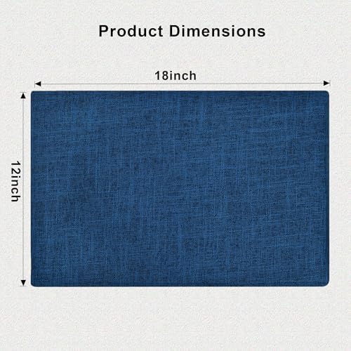 SLKQG Navy Linen Fabric Placemats Set of 6, Heat Resistant & Machine Washable Double-Layered Cloth Placemats for Dining Table, Indoor/Outdoor Use, Non-Slip Kitchen Table Mats (6, Navy)