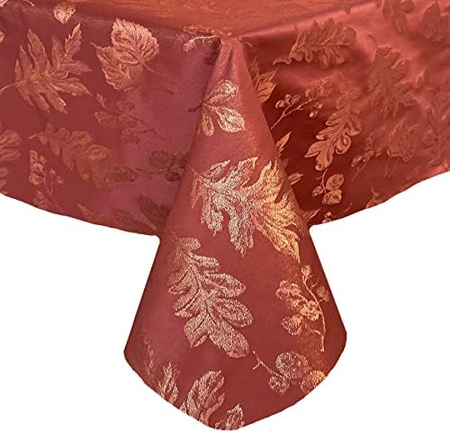 Newbridge Thanksgiving Damask Tablecloth Rust Gold 52 x 70 Inch Rectangle