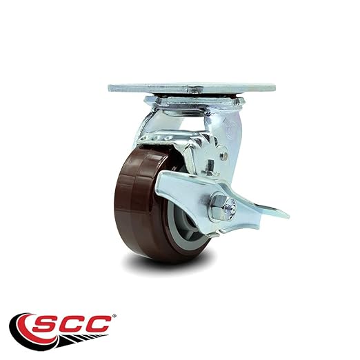 Service Caster Brand Replacement Caster for Uline Caster H-6612SWB - Swivel Top Plate Caster with 4 Inch Polyurethane Wheel and Top Lock Brake - Fits Platform, U-Boat and Panel Trucks H-4168