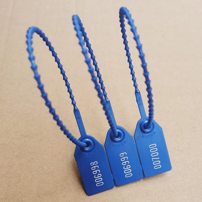 Plastic Tamper Seals Numbered Tags Security Seal Waterproof Tag Zip Ties Pull Tight Lock 9.84" Pack of 500 pcs Navy Blue