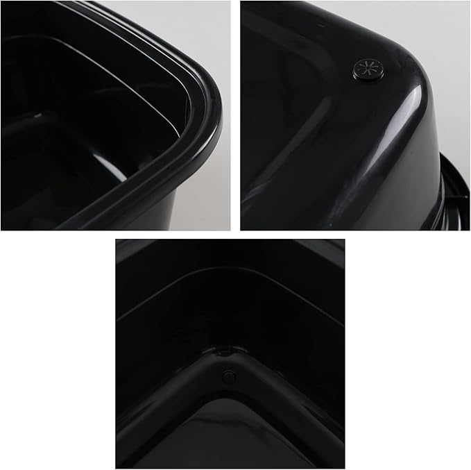 3-Pack 18 Quarts Rectangular Dish Basin, Plastic Dish Washing Pan, Black