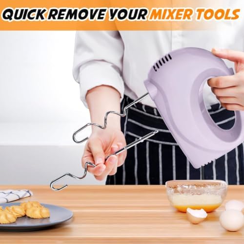 Showvigor Electric Hand Mixer with 5 Stainless Steel Whisks,5 Speed,Violet